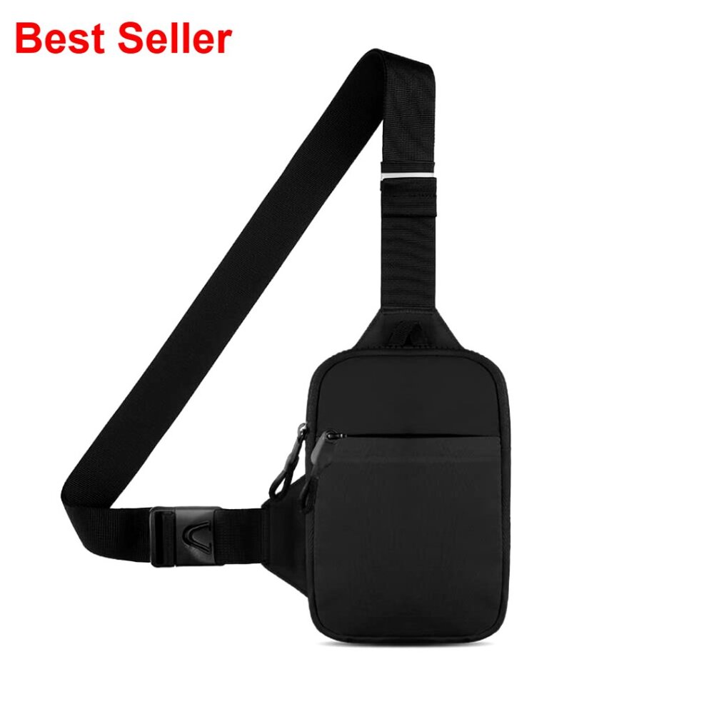 Water Resistant Crossbody Sling Bag Dual Pocket Mini Fanny Pack